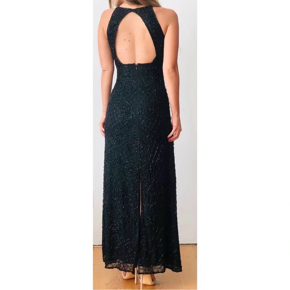 Vintage Black Beaded SPIDERWEB Dress XS - Picture 7 of 9